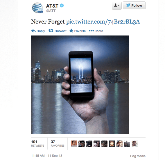 AT&T 9/11 tweet 2013