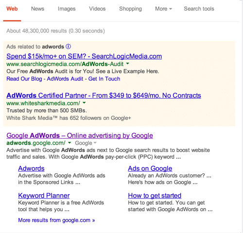 Google search results ads 2014
