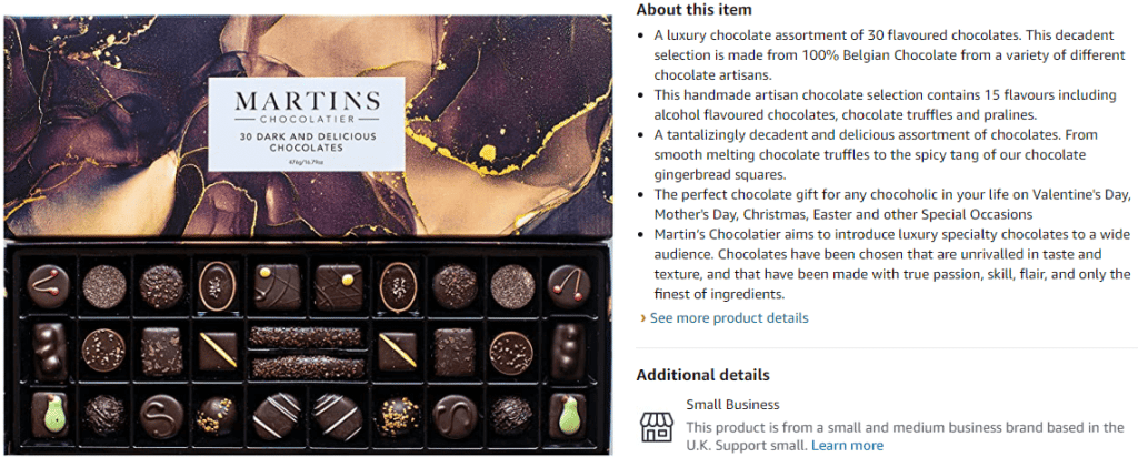 Martin's Chocolatier - Small Business Badge - Amazon