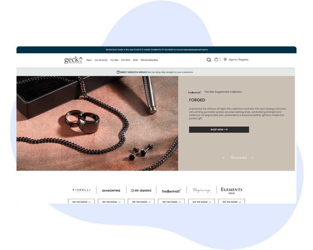 gecko jewellery homepage desktop